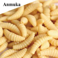 Anmuka 50шт мягкие приманки 2 см 0,3 г личинка личинка протеин мягкие приманки приманки червь искусственные приманки на карася