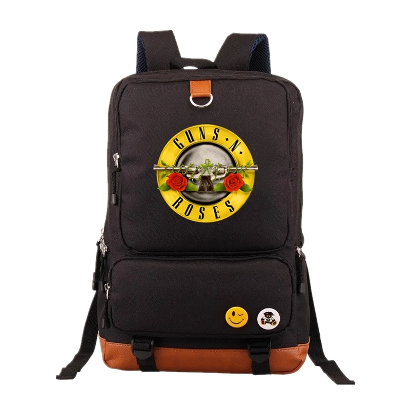 

GUNS and roses mens Backpack Knapsack Rock Band Fashion Backpacks Guns N Roses Hip Hop School Bags Teenagers Laptop Bags