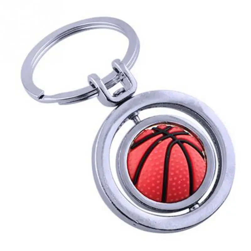 1Pcs Basketball Accessories Rubber Metal Rotary Basketball Keychain