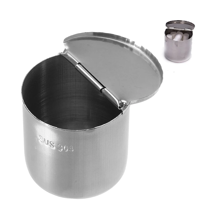 

1pcs Stainless Steel Medical Cotton Alcohol Disinfection Jar Half Clamshell Oral Ointment Cylinder tank Holder Dental Material