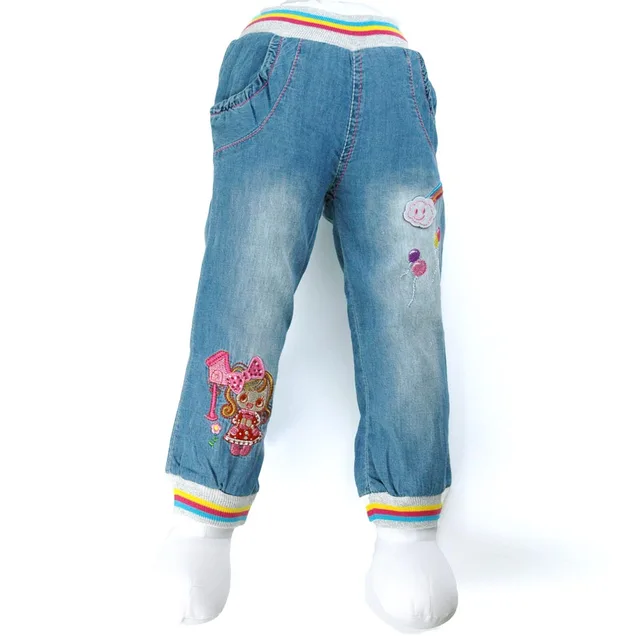 7 24M Girls Jeans rainbow ballon Embroidered baby Denim Trousers Infant ...