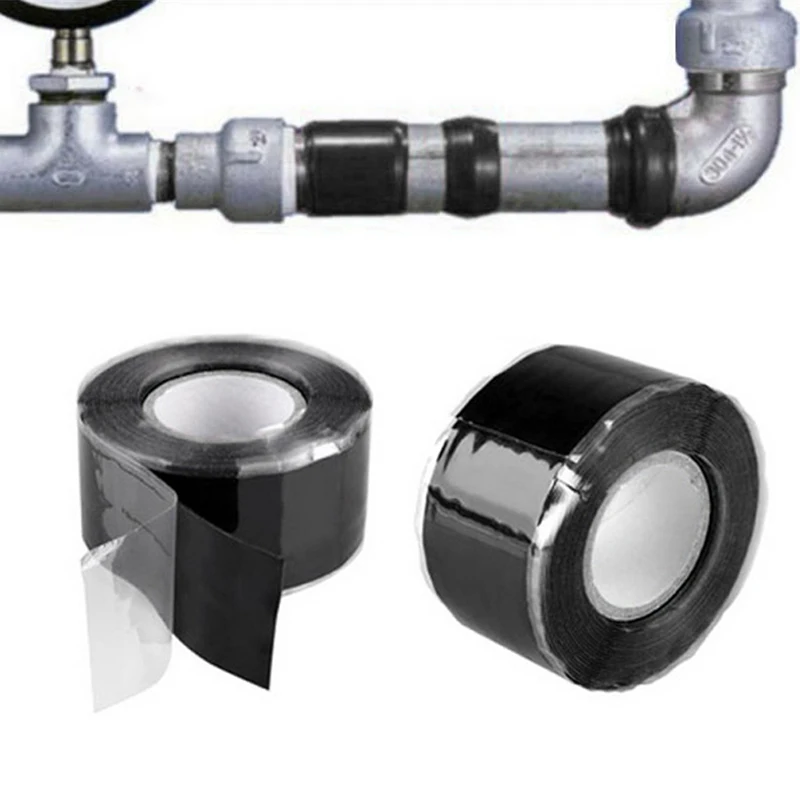 Универсальная водонепроницаемая черная силиконовая ремонтная лента склеивания домашней водопроводной трубы, крепкая лента для ремонта уплотнения трубопровода