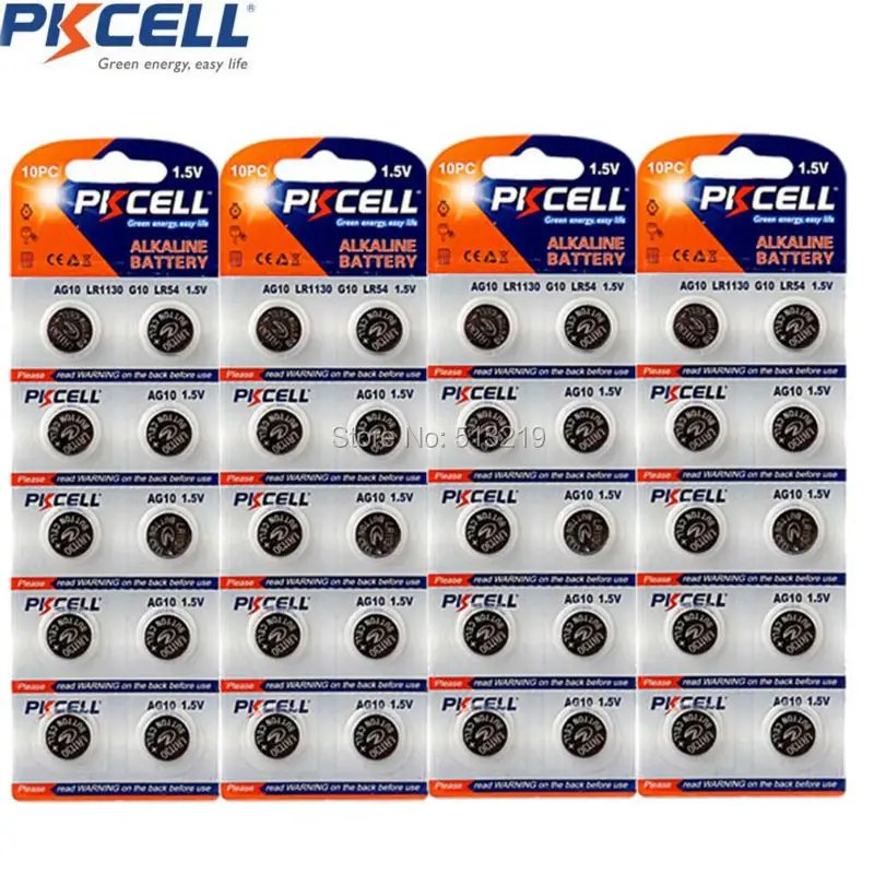 

4Pack/40Pcs AG10 1.5V Batteries LR54 189 LR1130 L1130 Button Coin Cell ag Battery For Bullets Remote Control Watches