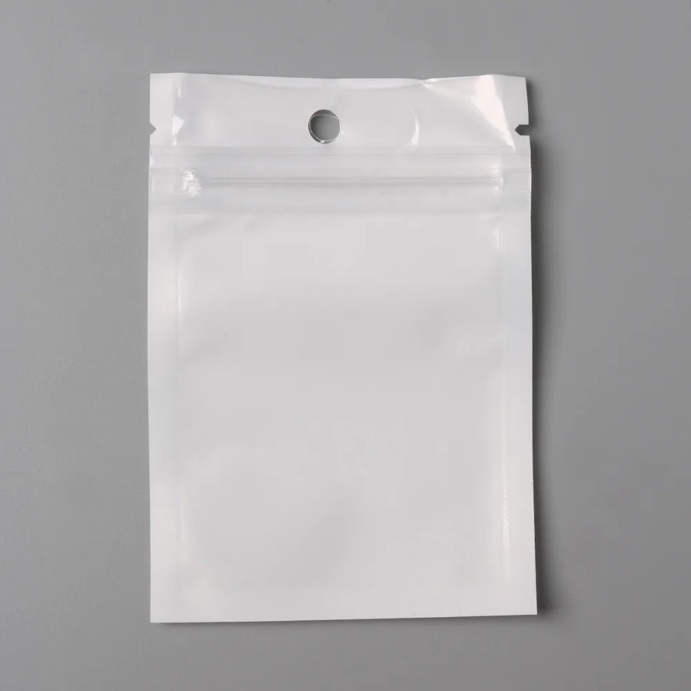 

7x10cm White / Clear Self Seal Zipper Plastic Retail Packaging Packing Poly Bag, Ziplock Zip Lock Bag Package W/ Hang Hole