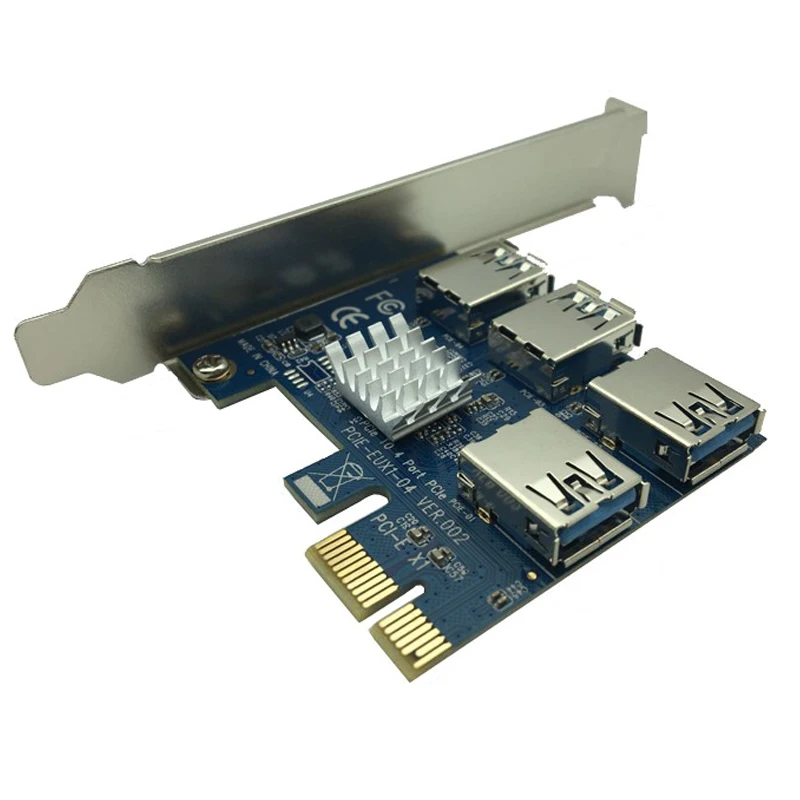 Hot PCIE PCI-E PCI Express Riser Card 1x to 16x 1 to 4 USB 3.0 Slot Multiplier Hub Adapter For Bitcoin Mining Miner BTC Devices-2
