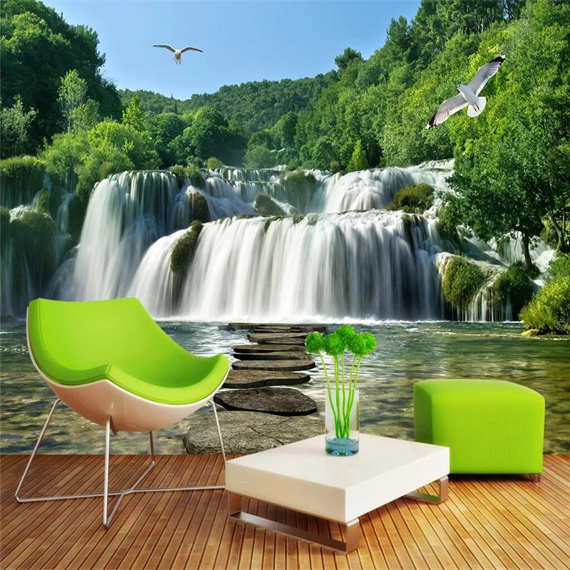 Beibehang пейзаж Водопад 3D обои пейзаж росписи задний план гостиная диван спальня футбол ТВ фон изготовление размеров под заказ