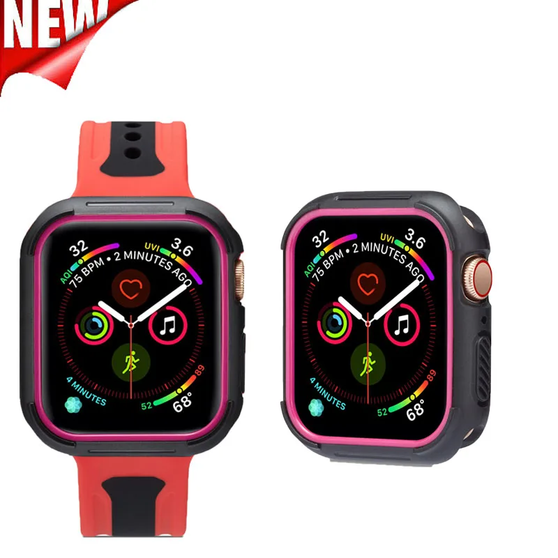 

New Two-color Silicone protective case Designed for iwatch series 4 For Apple Watch 44mm 40mm Protect case Accessories