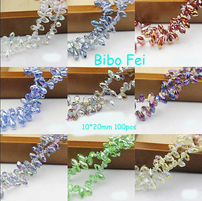 Free shipping 15 colors 10*20mm 100PCS Glass Czech Teardrop crystal beads Waterdrop Crystal necklace Jewelry Making DIY | Украшения и