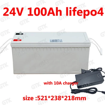 

GTK lithium 24V 100AH lifepo4 Battery with 100A BMS deep cycle for motorhomes Solar energy backup powerRV boat + 10A Charger