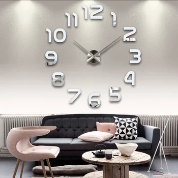 

2019 sale new real living room clocks 3d mirror sticke Big wall clock home decoration acrylic diy watch stickers free shipping