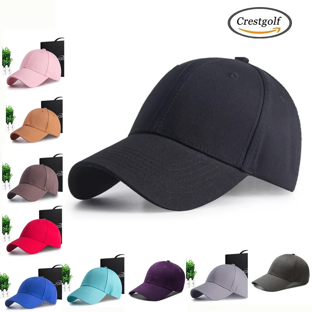 

CRESTGOLF 1PCS Caps Men's and Women's Fashion Hat Solid Bend 2019 Visor Running cap 20 Colors Optional Hat Solid Adjustable Cap