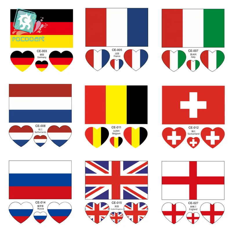 

Latest Europe flag face sticker Germany France Italy Belgium England Scotland Netherlands Sweden national flag temporary tattoo