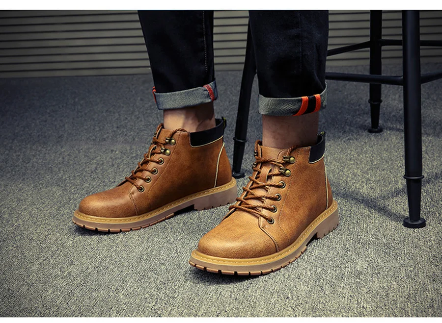 2017 Mannen Enkellaarsjes Herfst Winter mannen Vintage Botas Bottines  Engeland Stijl Motorlaarzen heren laarzen botas de inverno|inverno| -  AliExpress