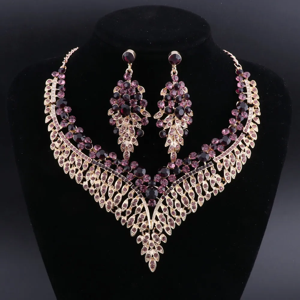 

OEOEOS Bridal Jewelry Sets Wedding Engagement Necklace Earring for Bride Party Costume Accessories Indian Jewellery Sets