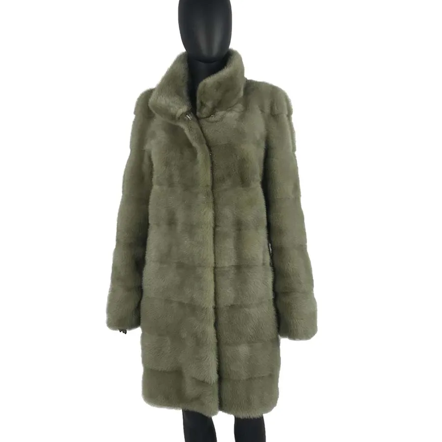 

90cm long classical natural fur coat jacket full sleeves with standing collar Various color selection real mink fur coat strip
