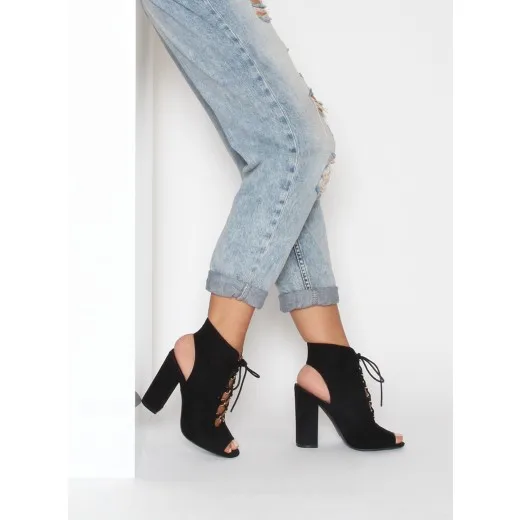 Desnudo Tobillo Altos Cargadores de Las Señoras Tacones Gruesos Peep Toe  Abierto Botines de tobillo zapatos de Tacón Alto Botas de Mujer de  Primavera Estilo Botines Para mujeres|ankle booties|booties for womenboots  peep