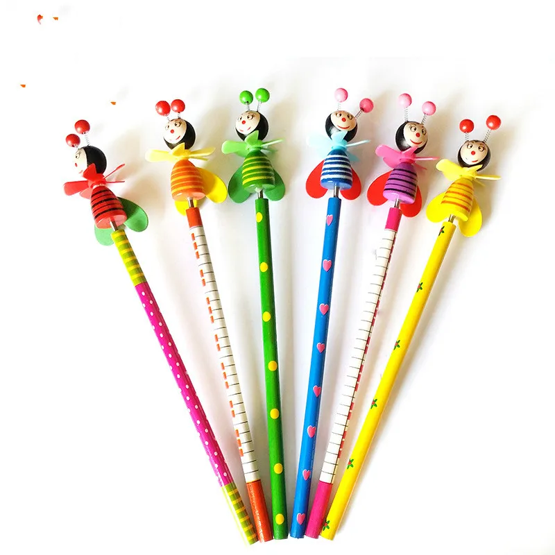 

Free shipping 12pcs/lot Processing custom bees pencil activities students pencil insect craft pencil