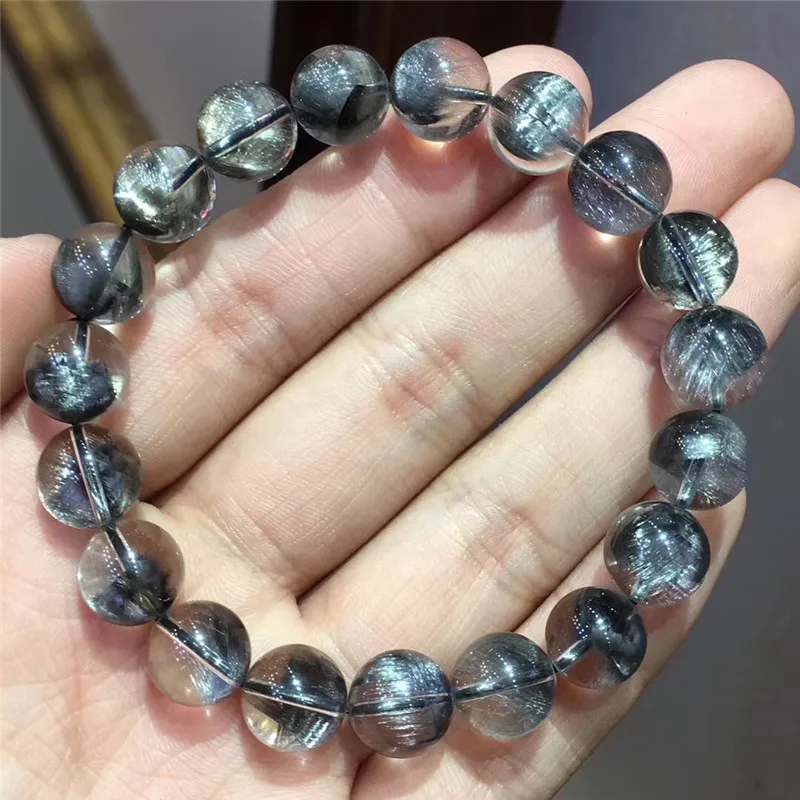 Natural Brookite Platinum Silver Rutilated Quartz Bracelet  (6)
