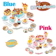 75 шт. DIY резать праздничный торт Еда дети Кухня игрушки для детских и образовательных Классические игрушки претендует Кухня Еда Пластик игрушка