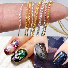 50 см 3D золотистый, серебристый, металлический ногтей цепи смешанные типы чередование шар бисер советы из серии «сделай сам» ногтей аксессуары для украшения Подвески