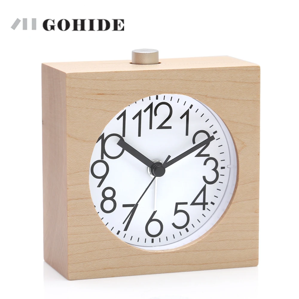 Un Precioso Reloj Despertador De Madera Dormitorio Snooze Despertador Mudo Luminoso Estudiante de Moda Personalidad Reloj Cuadrado de Sharp 81463