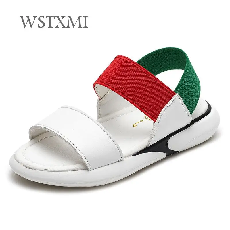 

Summer Beach Sandals for Girls Fashion Wild Kids Sports Casual Princess Shoes Elastic Band Non-slip Children Flat Leather Sandal