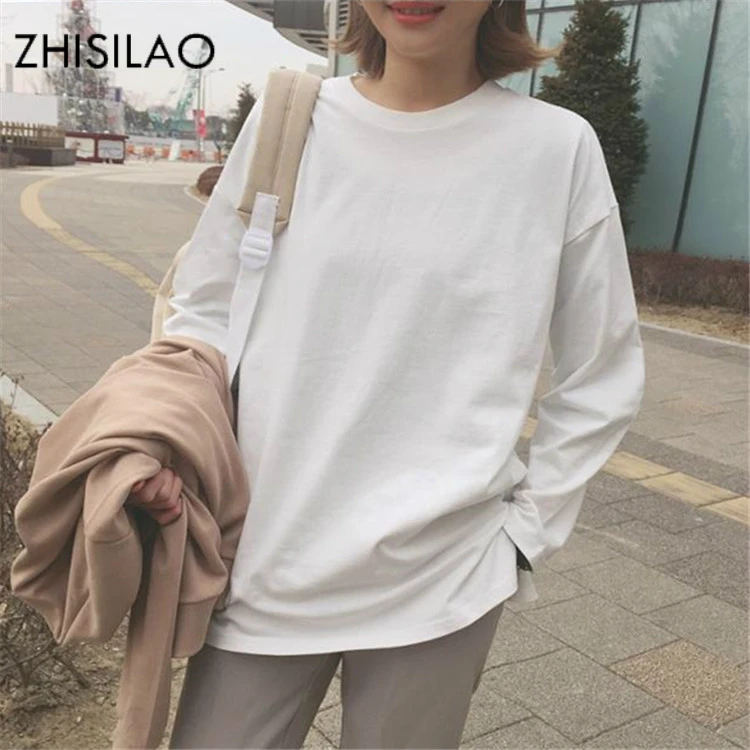 

ZHISILAO 2018 Woman T-shirt Harajuku t shirt Women Tops Korean Woman tshirt Kpop Chic Cotton Shirt Femme White Tee Oversize