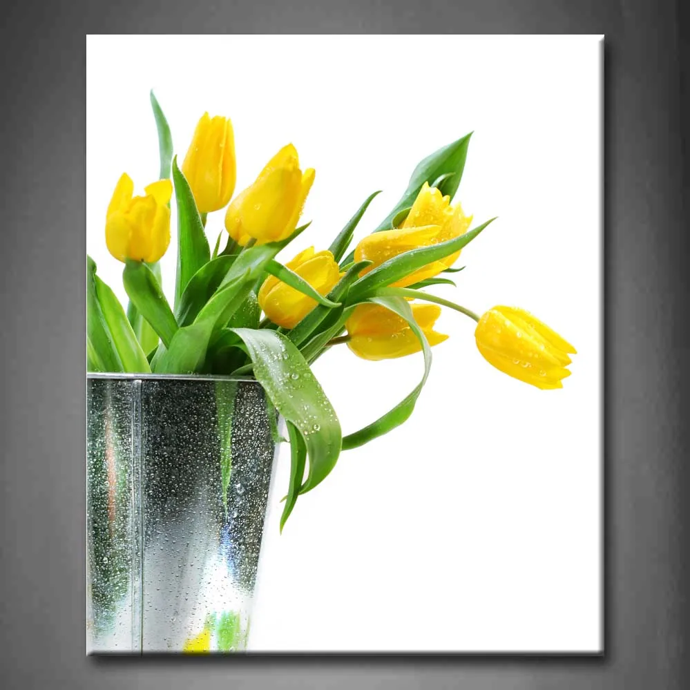 

1 Pic Framed Wall Art Picture Spring Flower Tulip Canvas Print Artwork Flower Modern Poster With Wooden Frame For Decor
