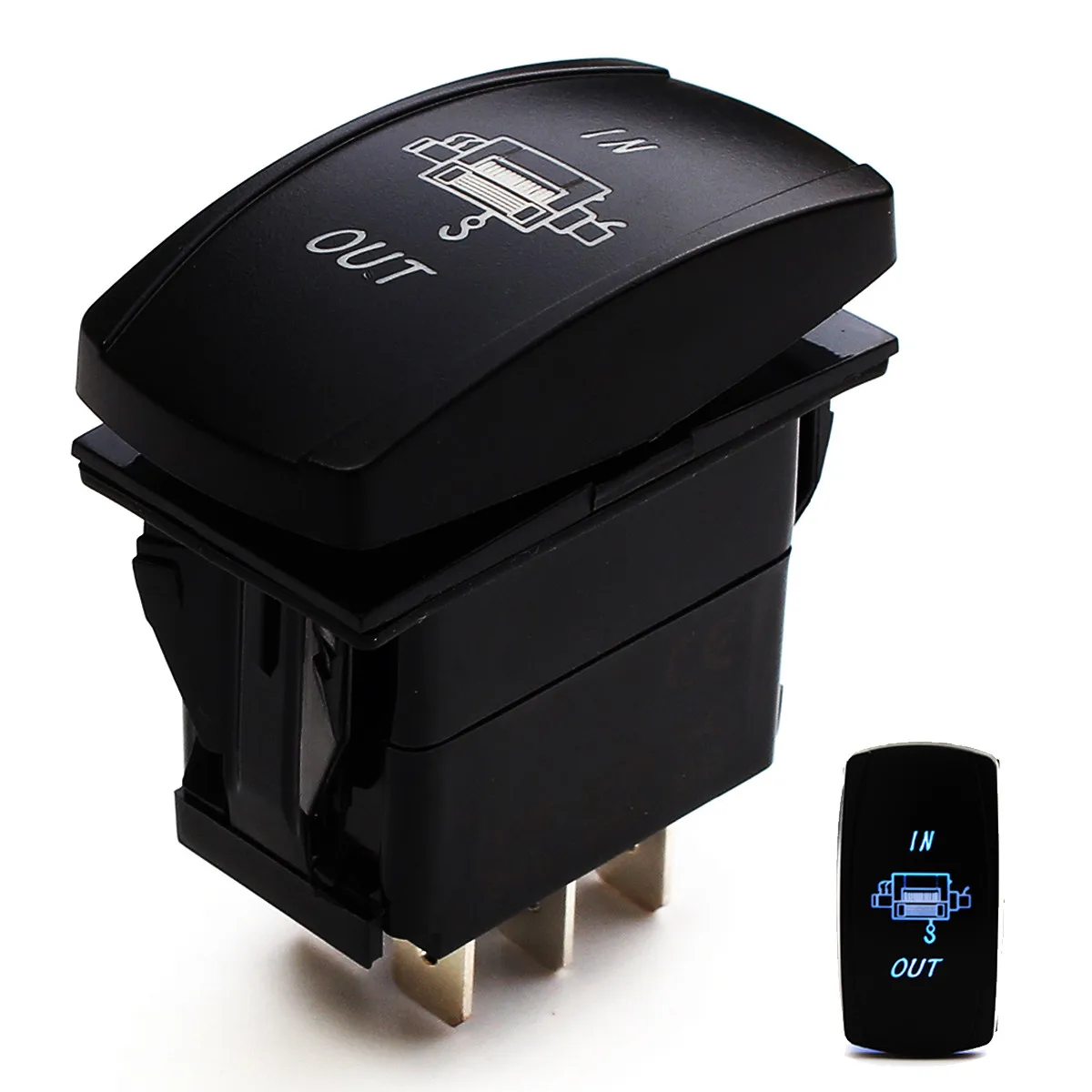Waterproof Blue LED WINCH IN/OUT Rocker Switch For Polaris RZR 4 900
