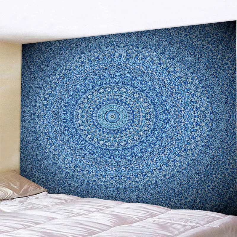 

Large Size Wall Mandala Tapestry Bohemian Wall Hanging Art Carpet Blanket Yoga Mat Decorative Vintage Blue Tapestry for Home