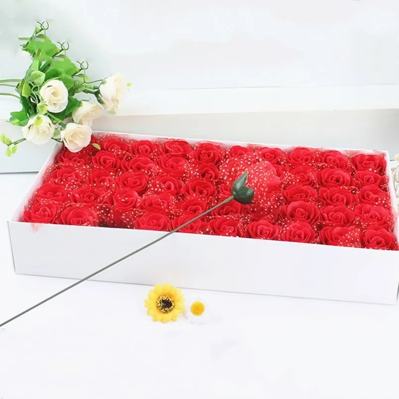 

New 50pcs Rose Soap Flower Alentine's Day Present Handmade Soap Flower Wedding Favors And Gifts For Guests Bridesmaid Gift Party