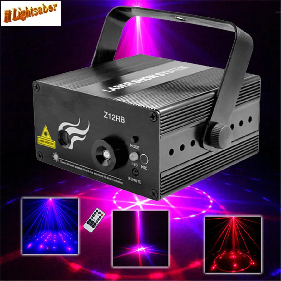 

12 Patterns Red Blue Wedding Stage Lighting Effect 300mW DJ Disco Laser Light Projector Party Christmas Holiday Show Lights