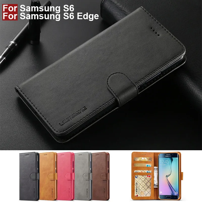 Для samsung Galaxy S6 Чехол кожаный Винтажный чехол для телефона на Funda samsung S6 Чехол Флип Магнитный чехол-кошелек S6 Edge чехол слот для карт