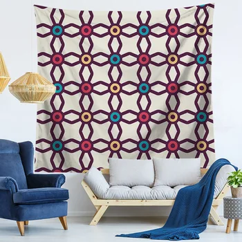 

Geometric Dot Five Pointed Star Wall Hanging Beach Blanket Colorful Psychedelic Cool Home Decor for Bedroom 150*130cm