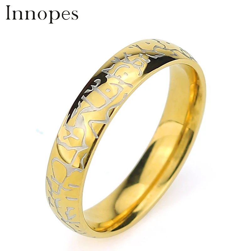 

Innopes bohemian black ceramic ring Stainless Steel white Personality grain punk