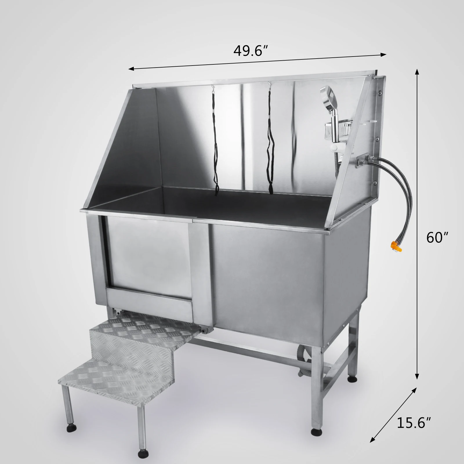 5" Профессиональная ванна для ухода за собаками из нержавеющей стали с краном, пандусы и аксессуары