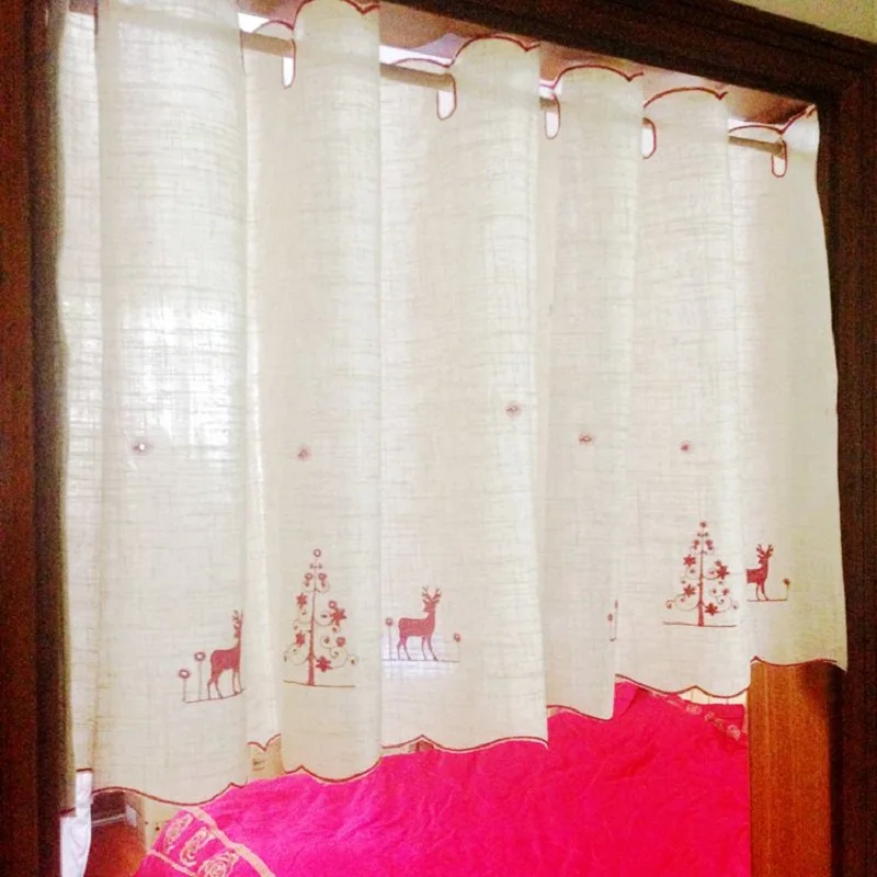 Online Get Cheap Christmas Kitchen Curtains -Aliexpress.com Free shipping Linen elk Christmas tree coffee short curtain kitchen curtains for living room bedroom tulle yarn 170*43/58/87cm - Online Get Cheap Christmas Kitchen Curtains -Aliexpress.com