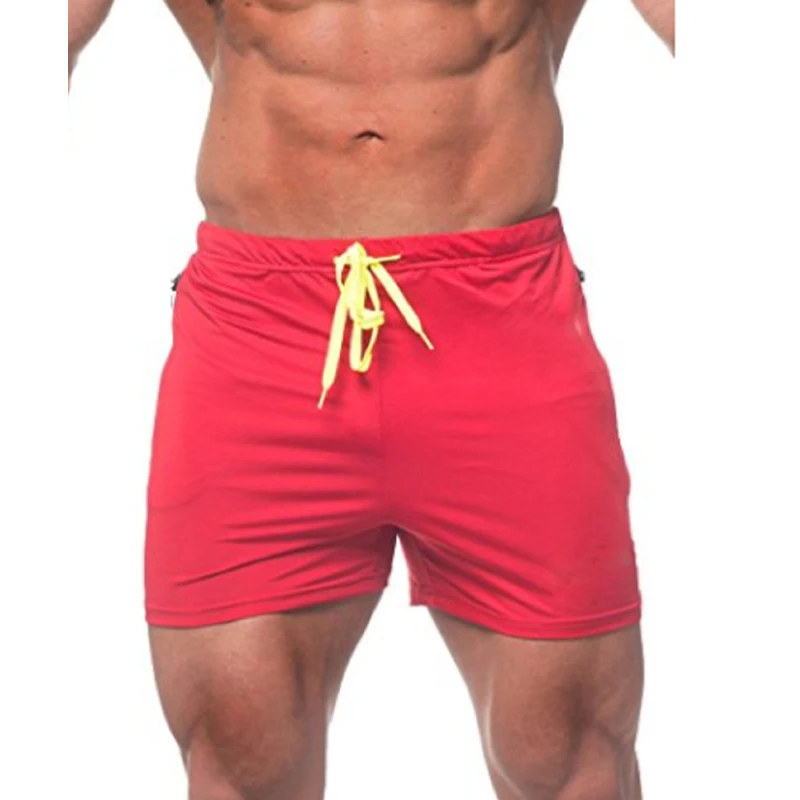 Мужские шорты для бодибилдинга, тренировок, фитнеса, спортзала, пробежек, повседневные мужские обтягивающие шорты, спортивная одежда - Цвет: Красный