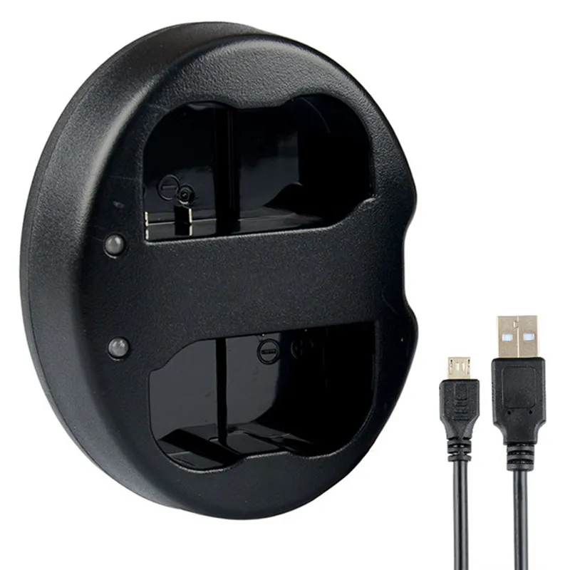SOONHUA Dual Slots Digital Camera Battery Charger USB Data Cable for