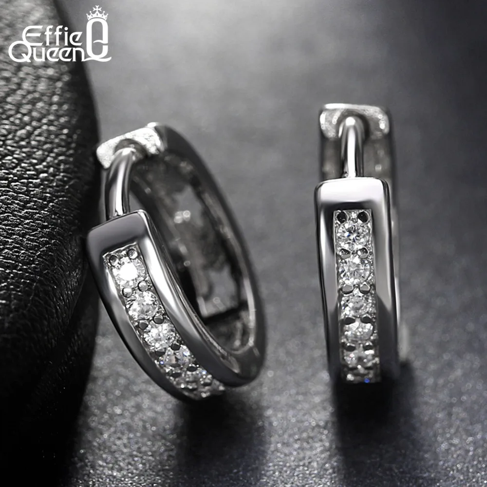 

Effie Queen Trendy Small Circle Stud Earring Five-star Hollowed Back AAA Cubic Zircon Women Earrings for Daily Wearing HOE101