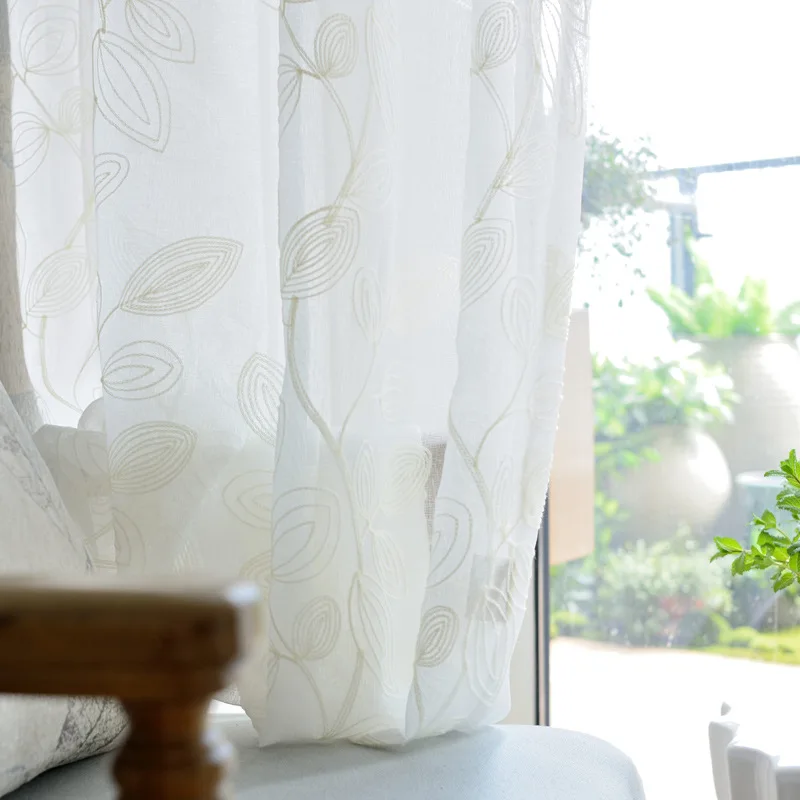 Роскошная Европейская занавеска s тюль для спальни плотная ткань бамбуковое волокно хлопковая ткань занавеска для гостиной на окно отвесная HM016B#30 - Цвет: Tulle 01