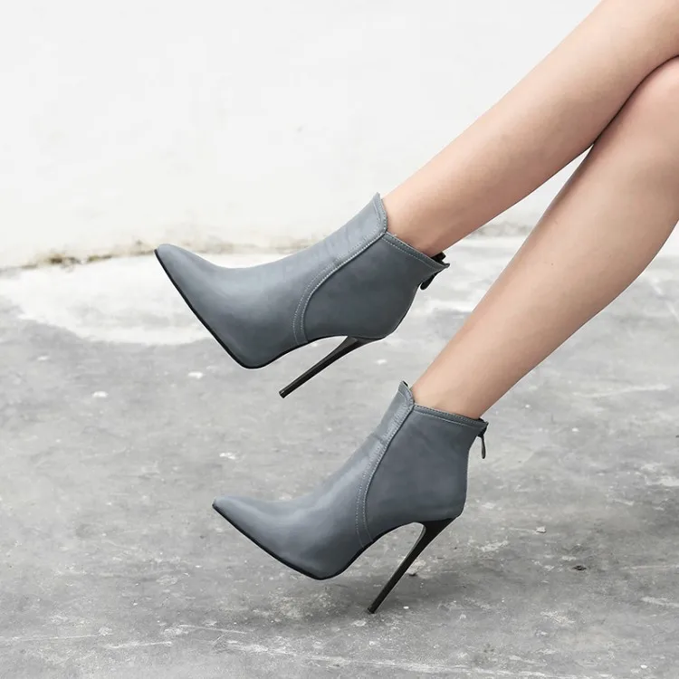 

Big Size 11 12 13 14 15 16 17 Ma'am Fine heel Short boots Pure color Fashion boot barrel High heel boots