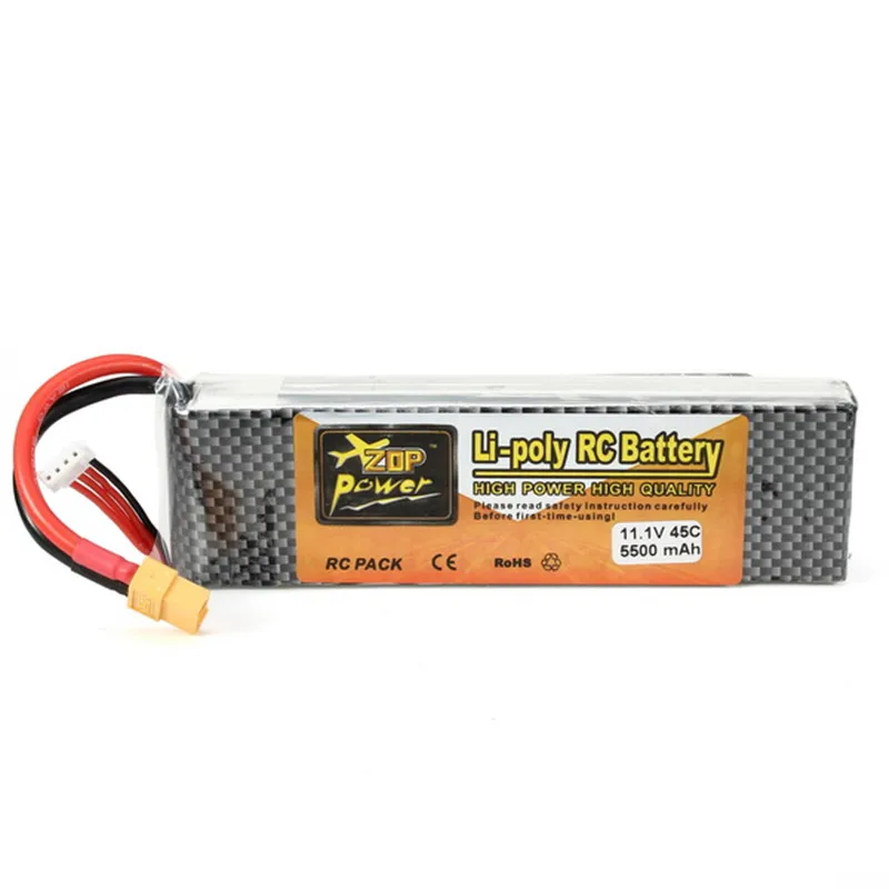 2018 New High Quality ZOP Power 11.1V 5500mAh 3S 45C Lipo Battery XT60 Plug With Remote Monitor For Quadcopter Model | Игрушки и хобби