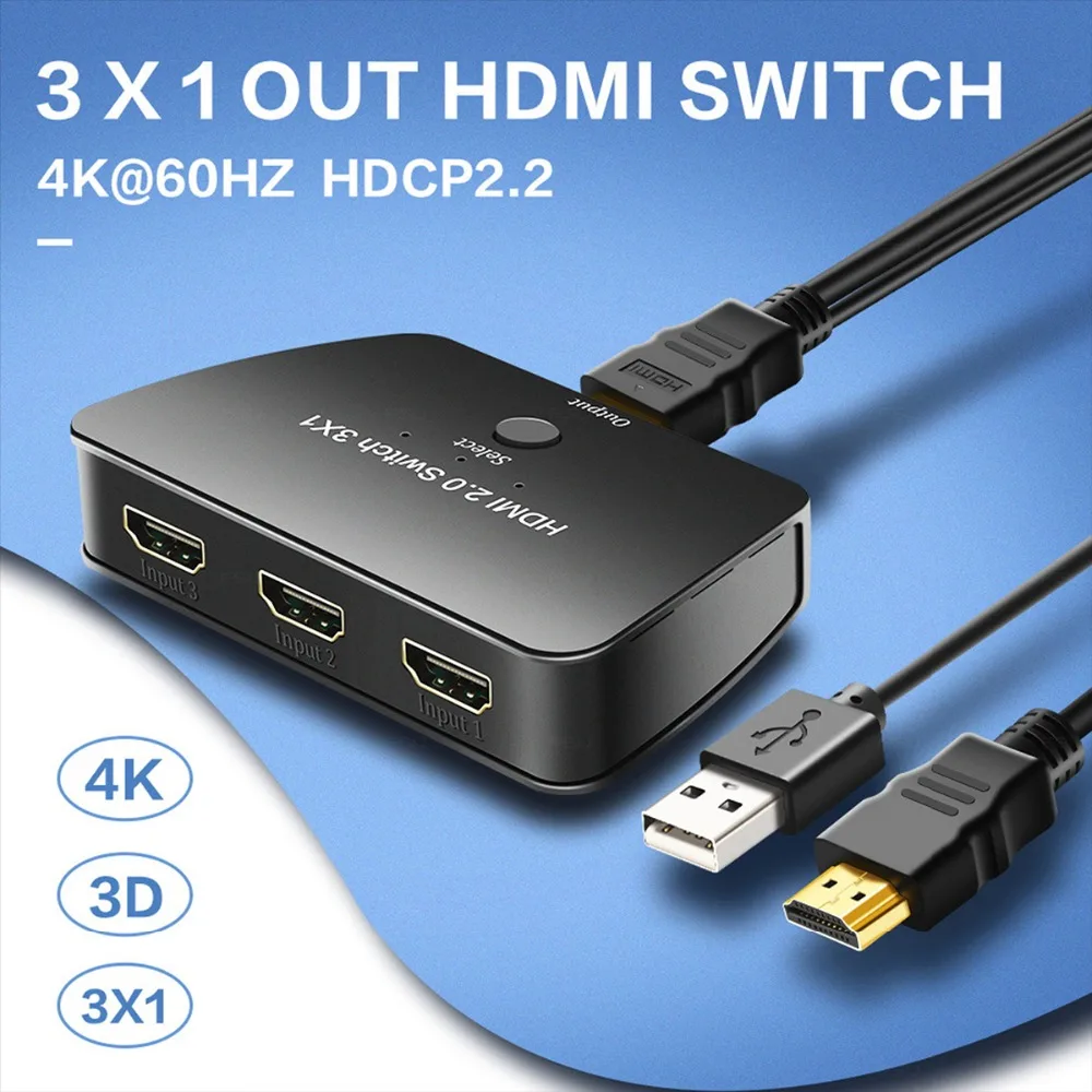 HDMI Switch 3X1 atolla 3 Port HDMI Switcher 2 0 Selector 4K Switch Box High Resolution 2