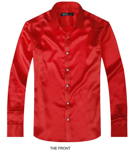 2017 Red Luxury the groom shirt male long sleeve wedding shirt men's