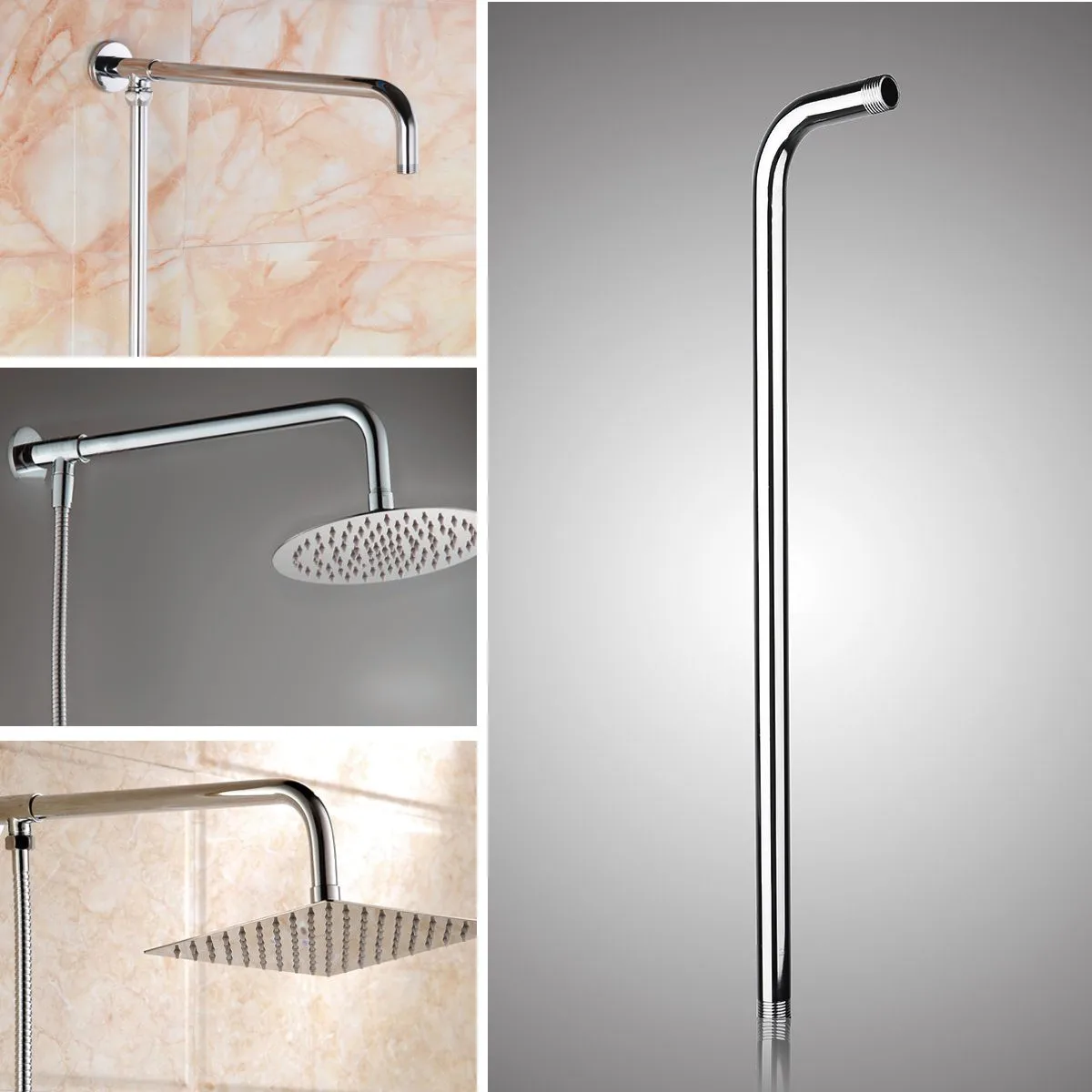 

24inch Wall Mounted Stainless Steel Shower Extension Arm For Rainfall Shower Head Shower Arms Bathroom Tools Accessories