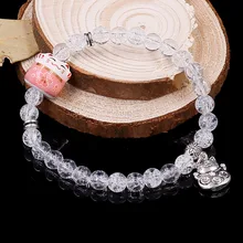 Новое поступление счастливый растягивающийся браслет мужской прозрачный Кристальный Кот эластичный рок браслет для женщин подарок ювелирные изделия