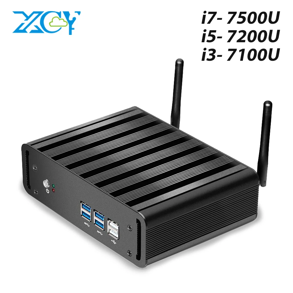 XCY Mini PC i7 7500U i5 7200U i3 7100U Windows 10 Compact Desktop PC 4K UHD HTPC HDMI 300M WiFi 6xUSB i7 Micro Computer