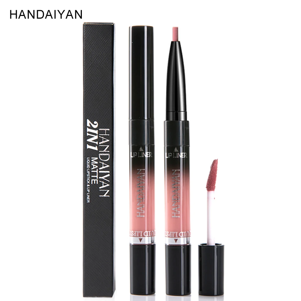 

Lip gloss set lipstick set Makeup HANDAIYAN14 color double head does not fade two-in-one non-stick cup