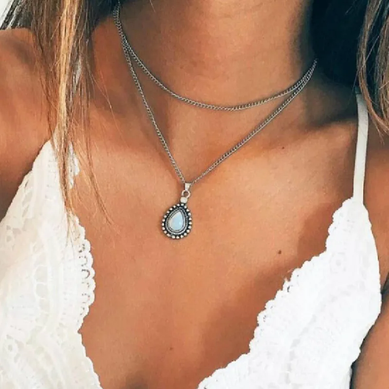 

Fashion Alloy Ladies Necklace and Pendant Necklace Necklace 2018 Gold Drop Shaped Pendant Necklace Women's Gift